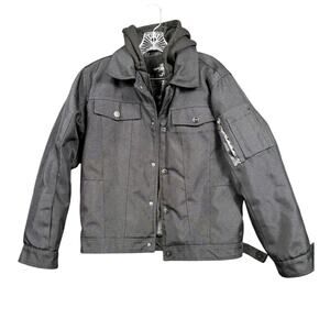 Sportier Ballistic Jacket Mens M/L Black Hooded Water Resistant Windproof